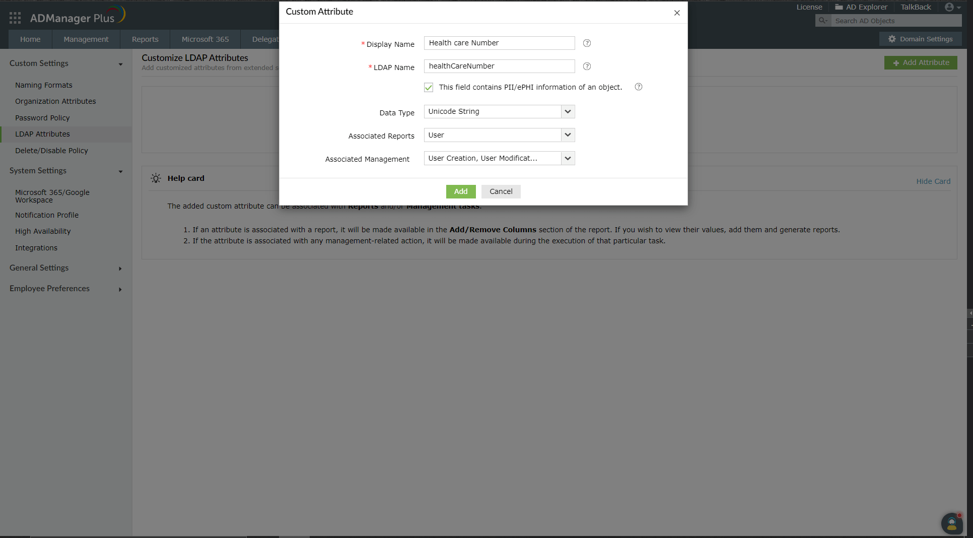 Marking PII and ePHI in Custom Attributes