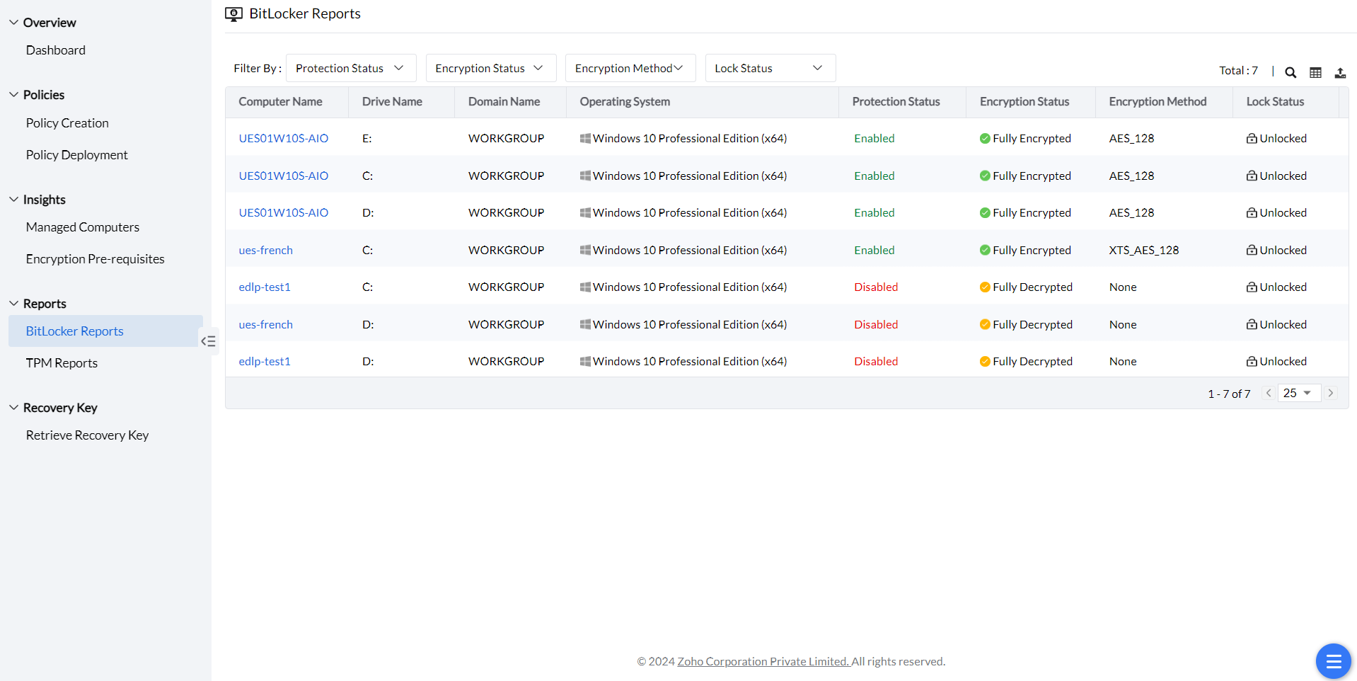 Bitlocker Reports