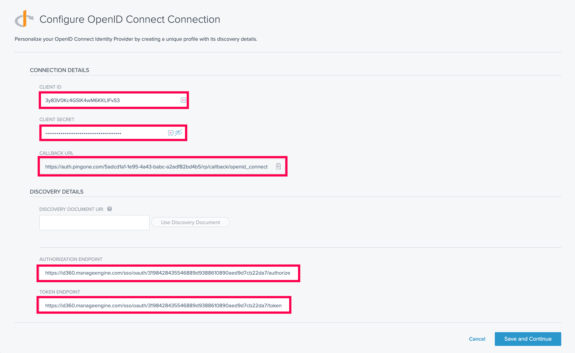 Configuring OIDC connection in PingOne