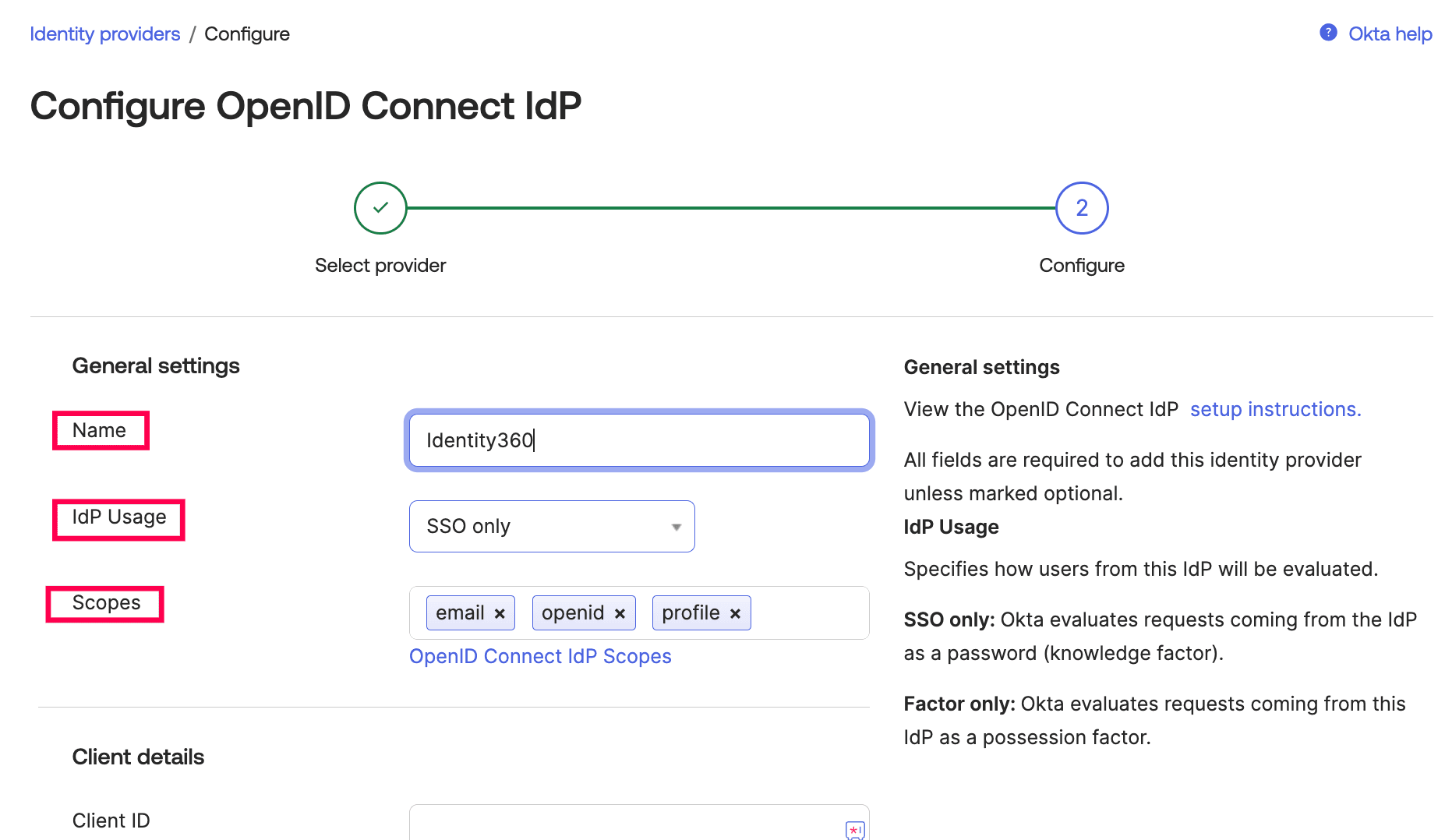 Configuring the OIDC identity provider (IdP) in Okta for SSO