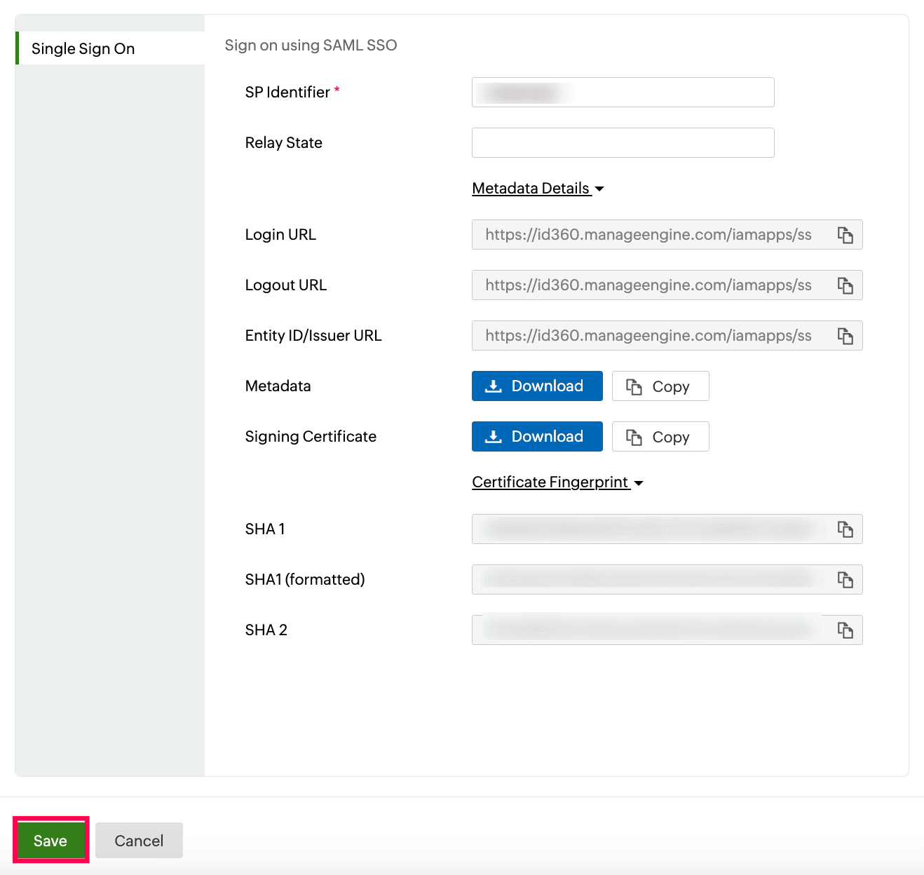 Identity360 application configuration