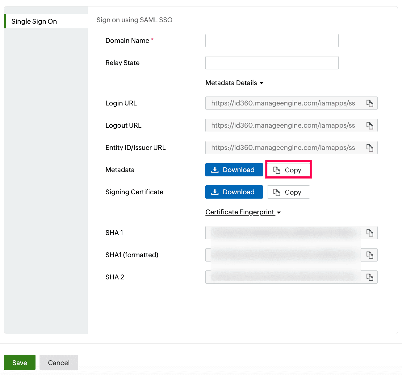  Identity360 application configuration Integration Settings