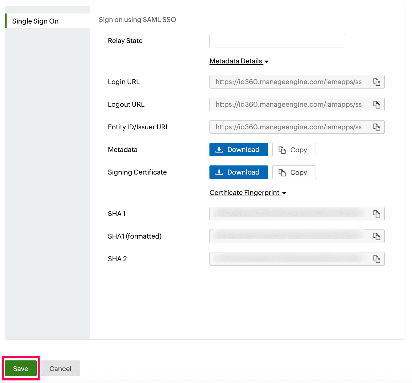 Identity360 application configuration