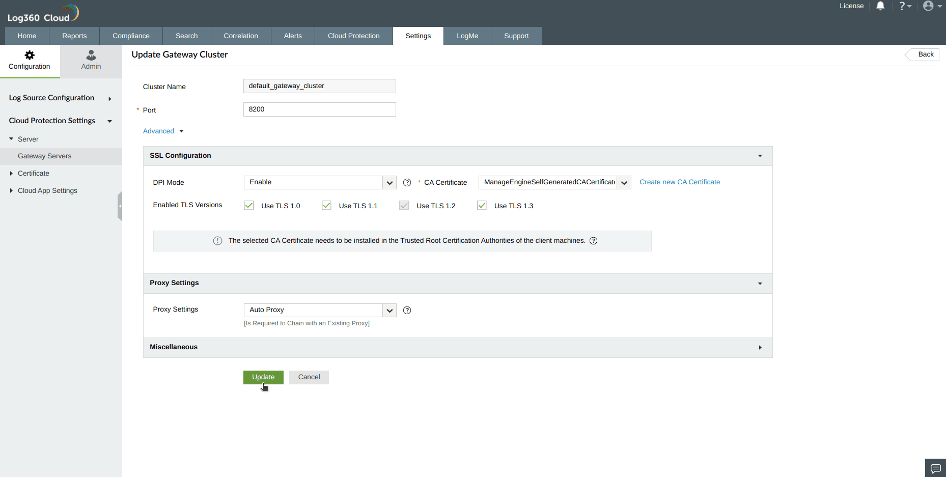 Configuring Gateway Server