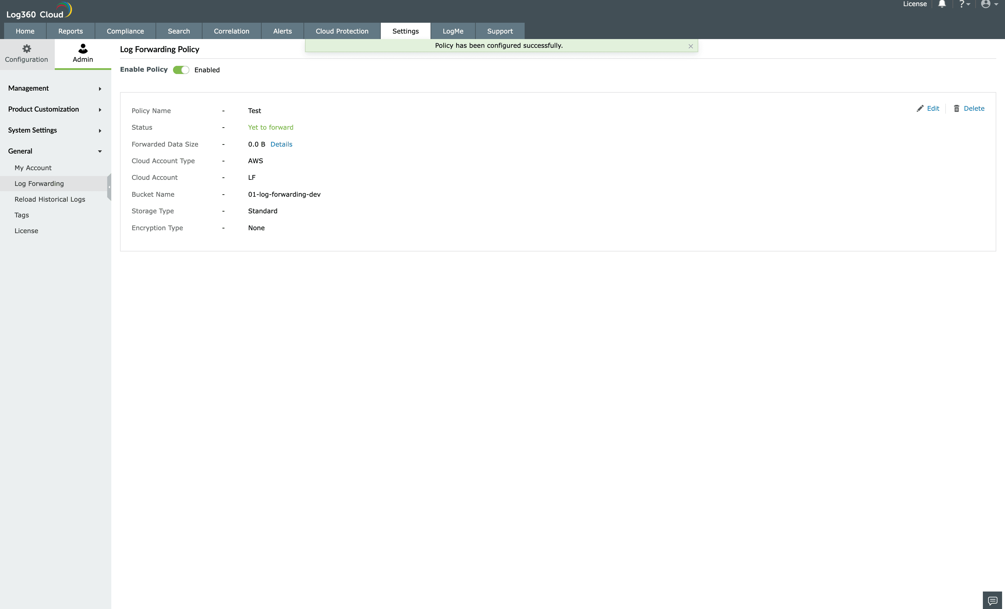 Log forwarding