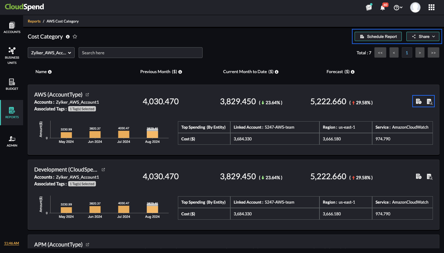 Cost Category Accounts