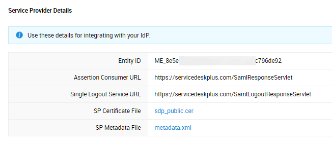 ServiceDesk Plus configuration details