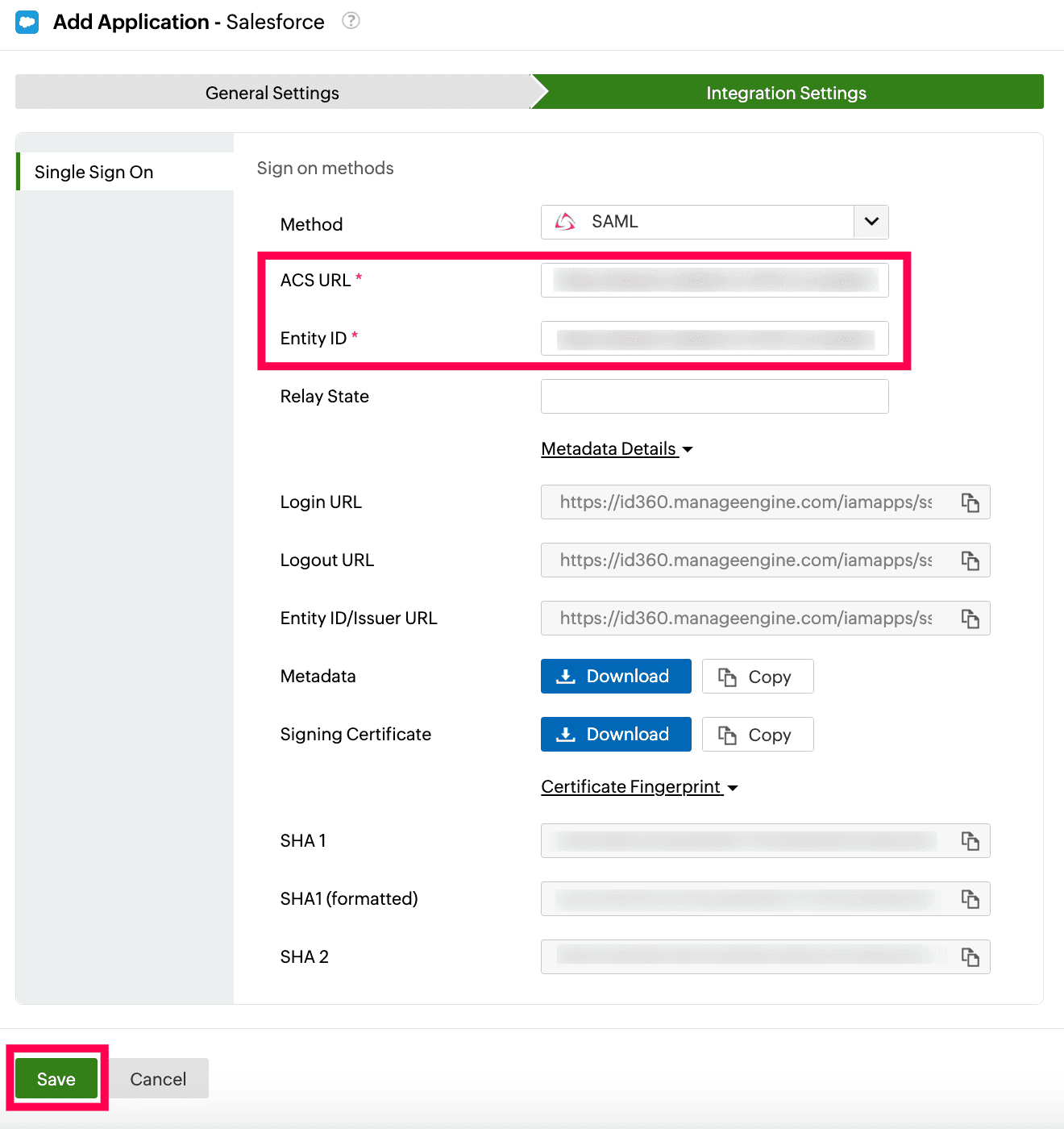 Identity360 application configuration