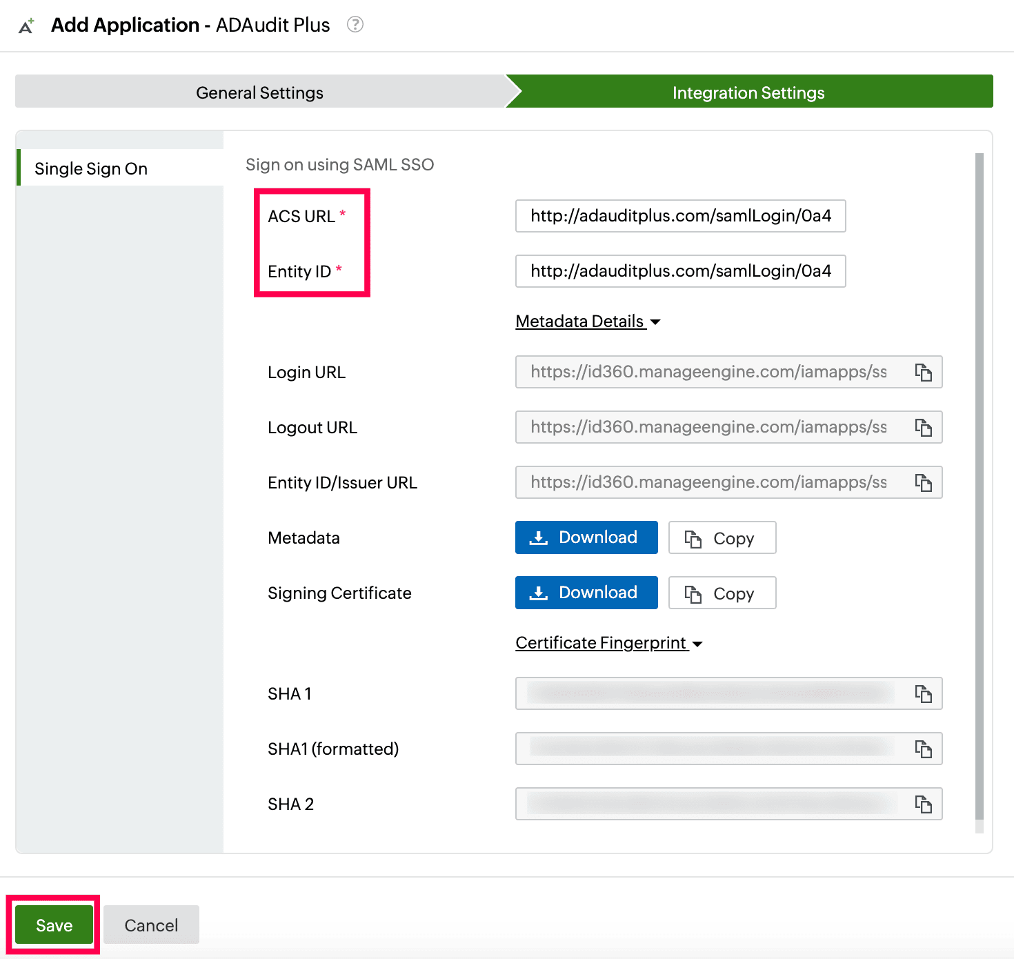 Identity360 application configuration