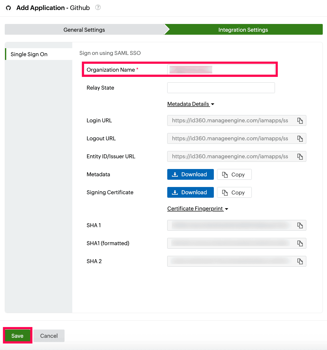 Identity360 application configuration