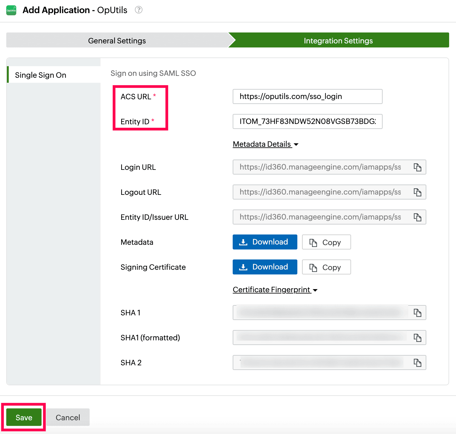 Identity360 application configuration