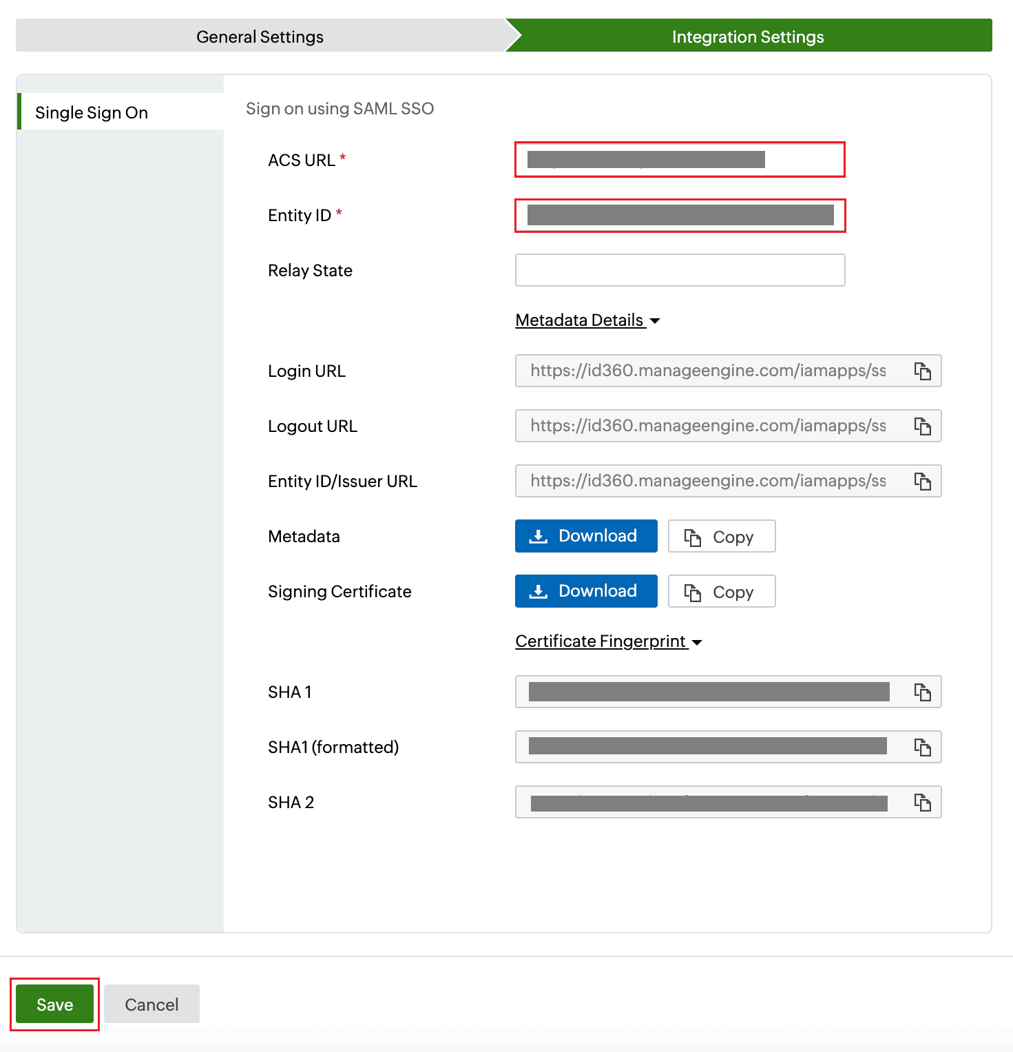 Identity360 application configuration