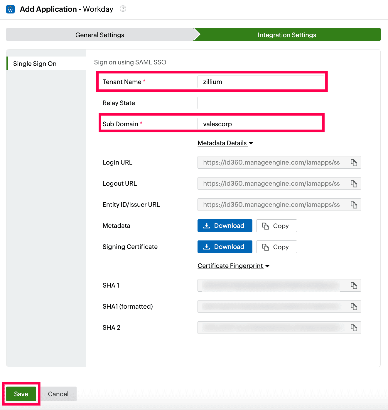 Identity360 application configuration