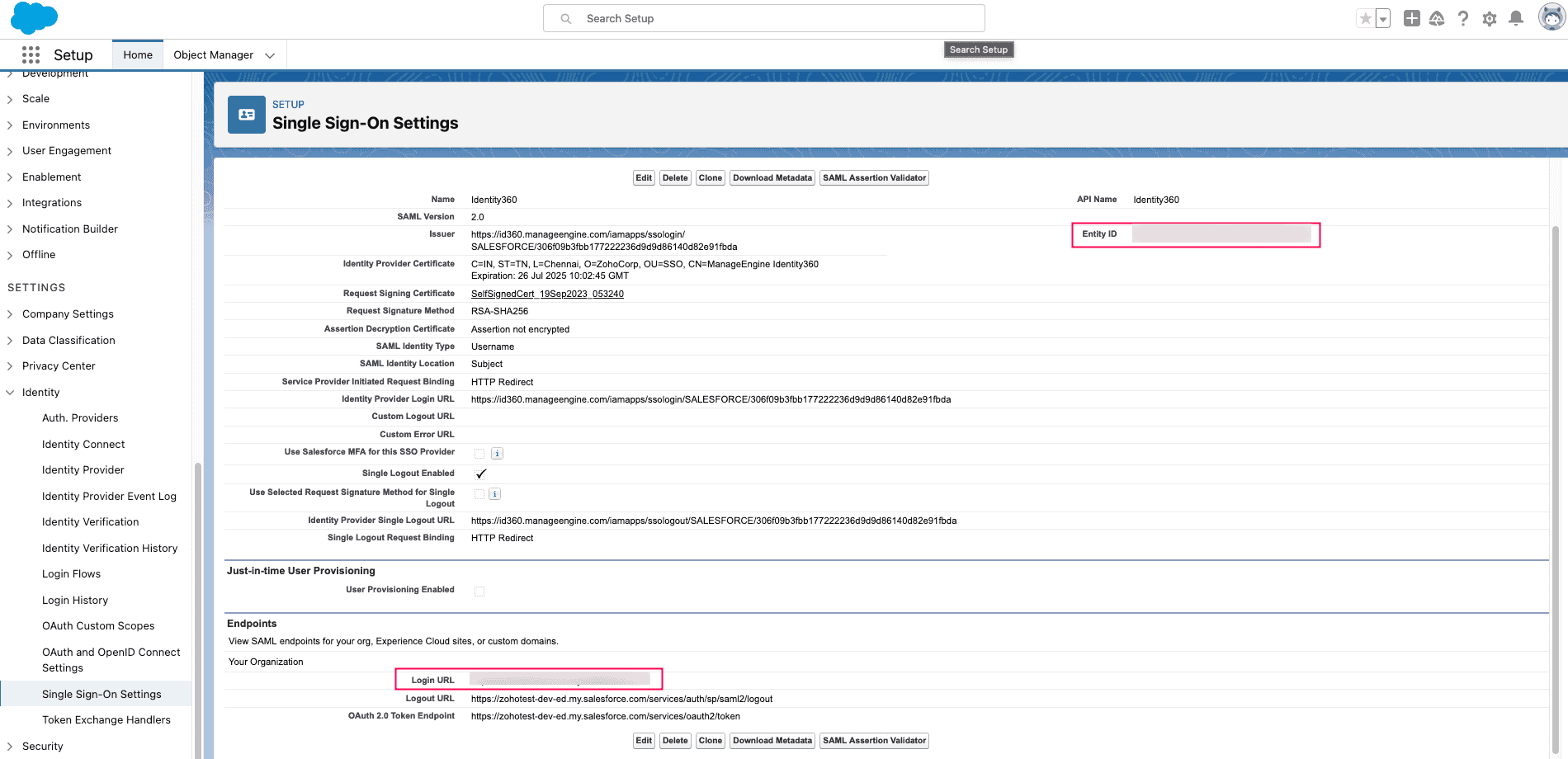 Salesforce SAML SSO configuration