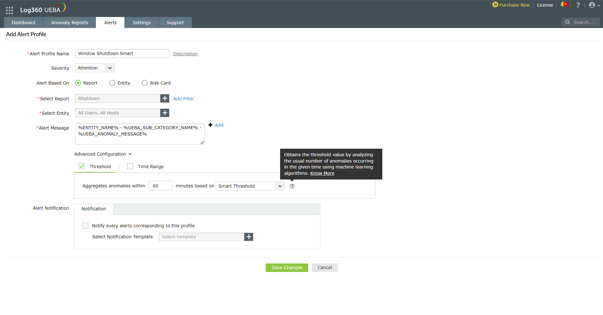 Smart Threshold for Alerts