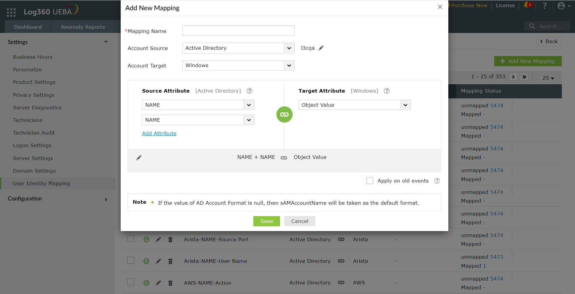 User Identity Mapping (UIM)