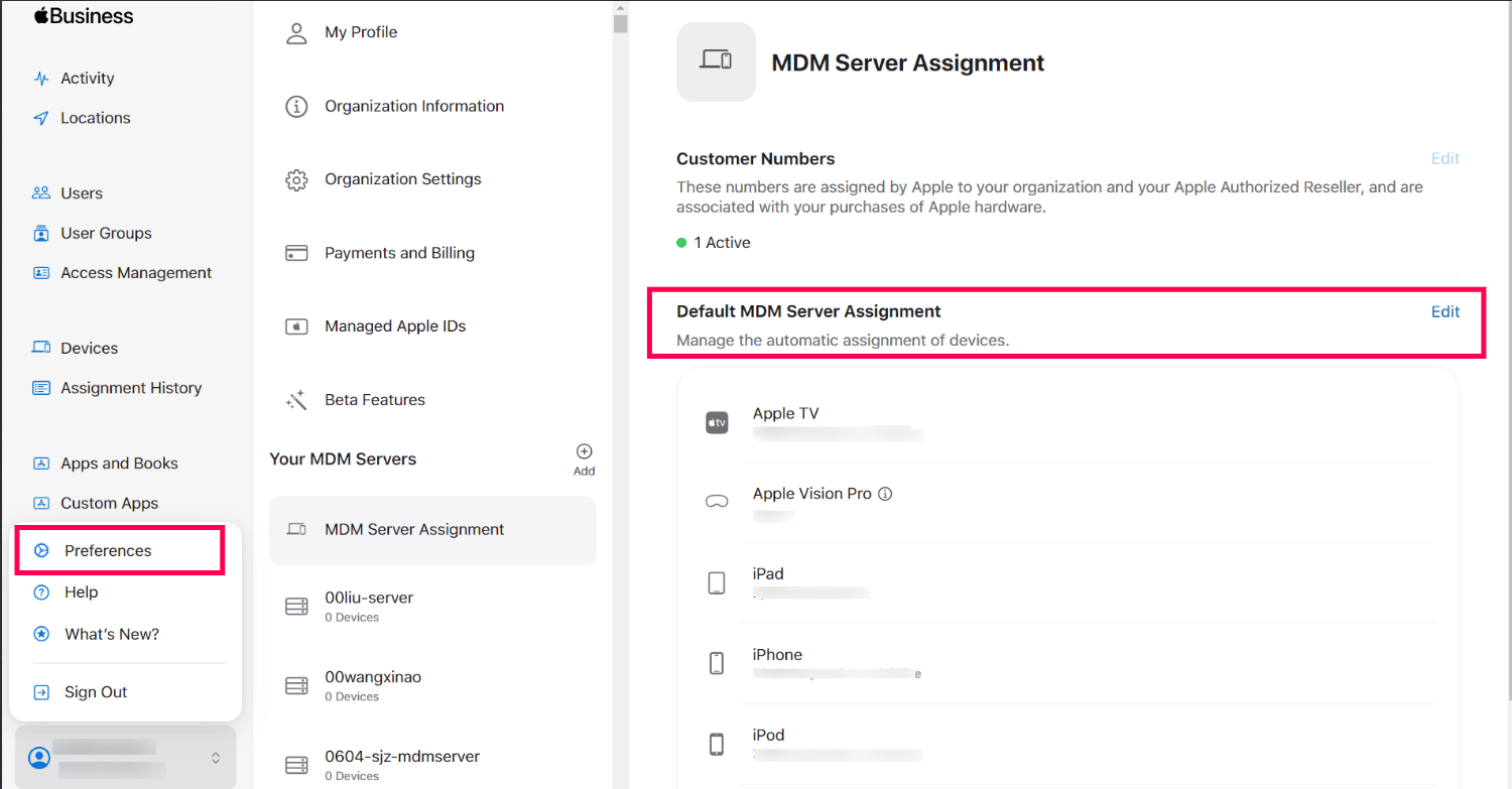 MDM Server Assignment