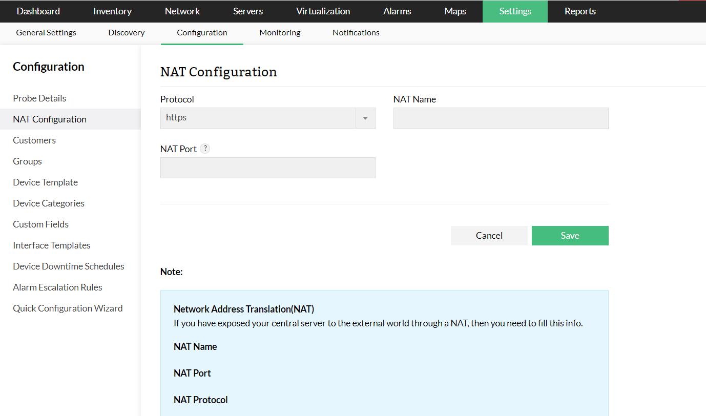 OpManager MSP NAT Configuration