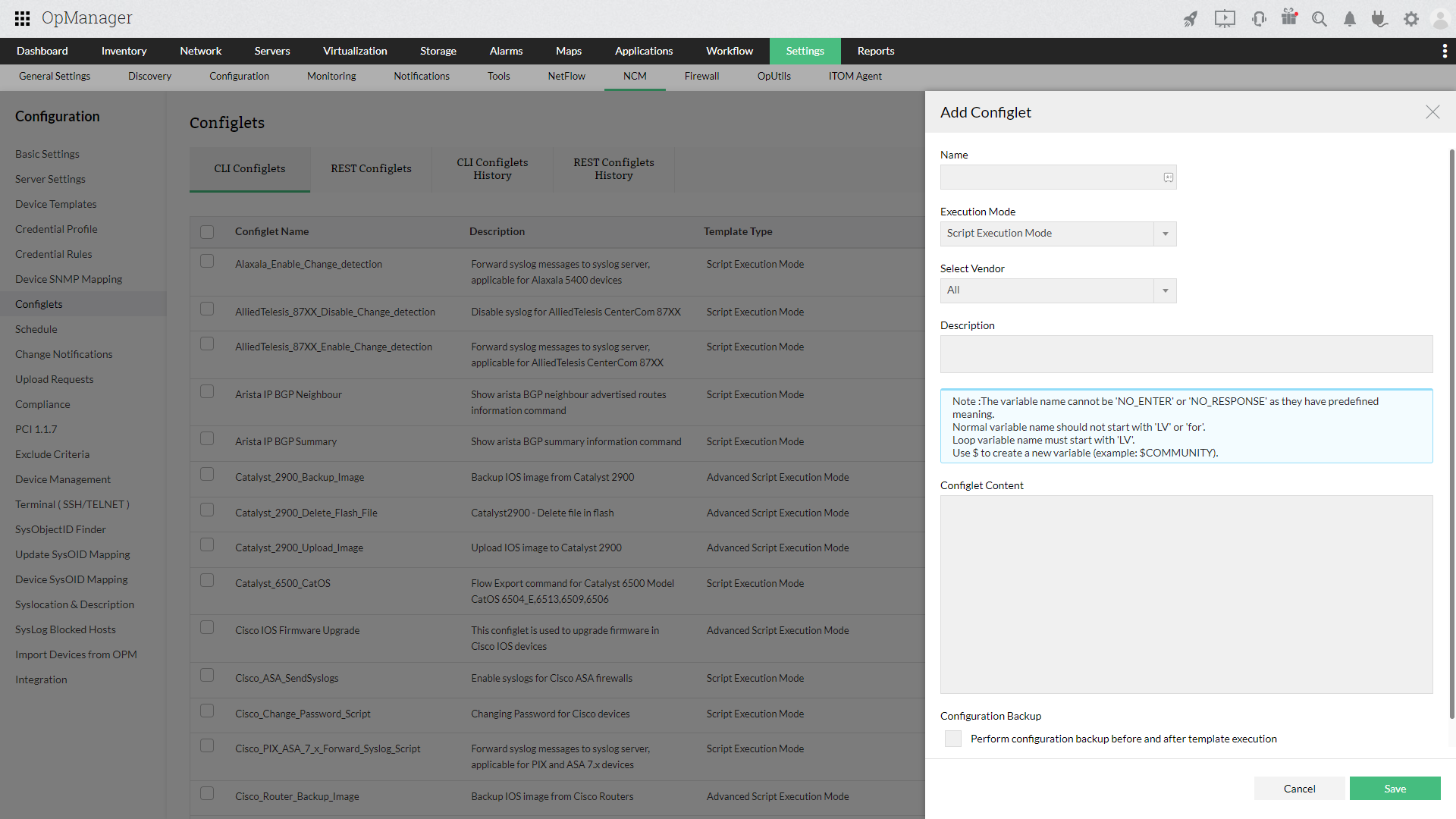 Network Configuration Management add-on - ManageEngine OpManager