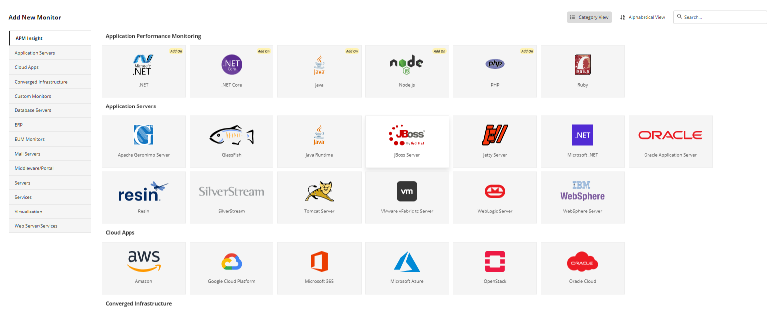 Applications Manager supports 150+ technologies - both on-premise and on cloud