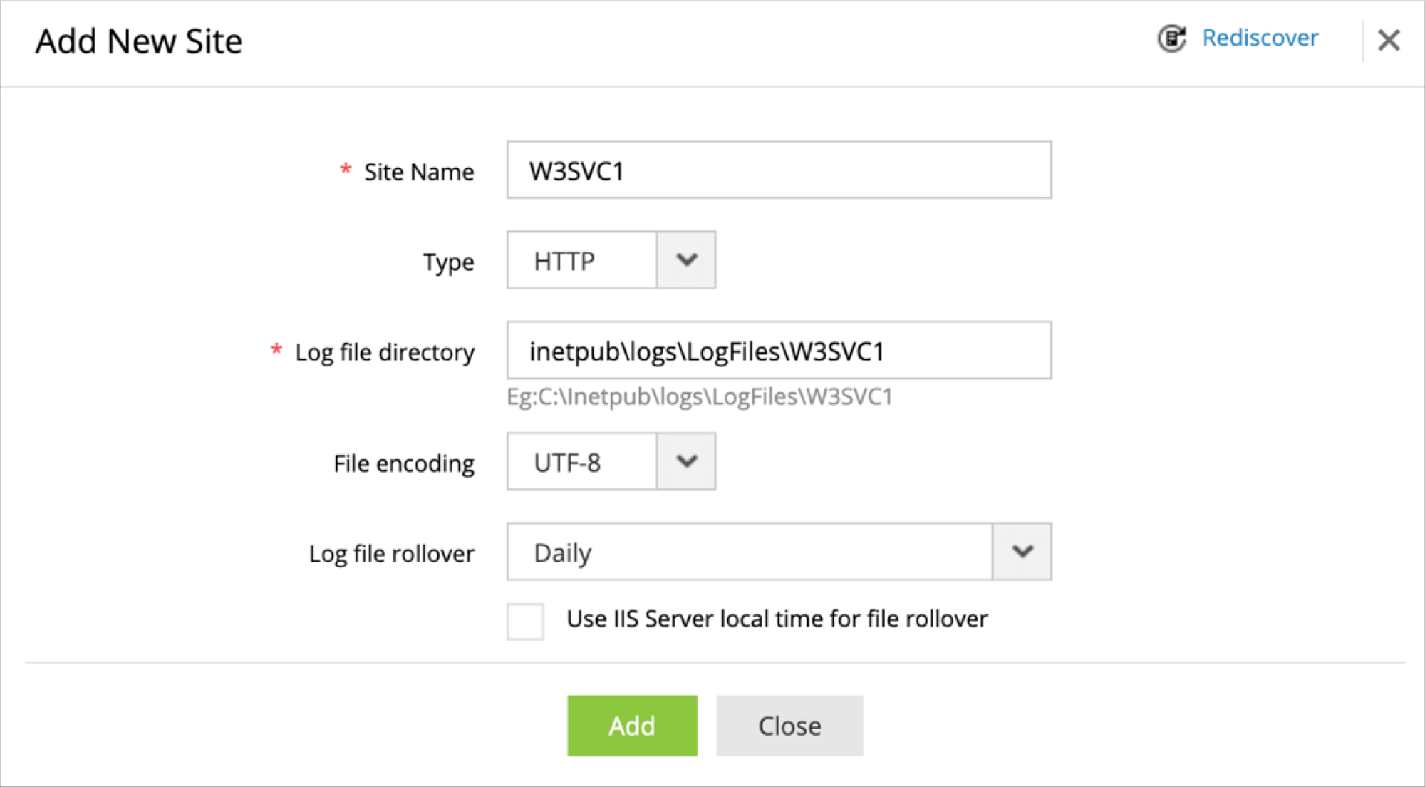 Configuring an IIS site