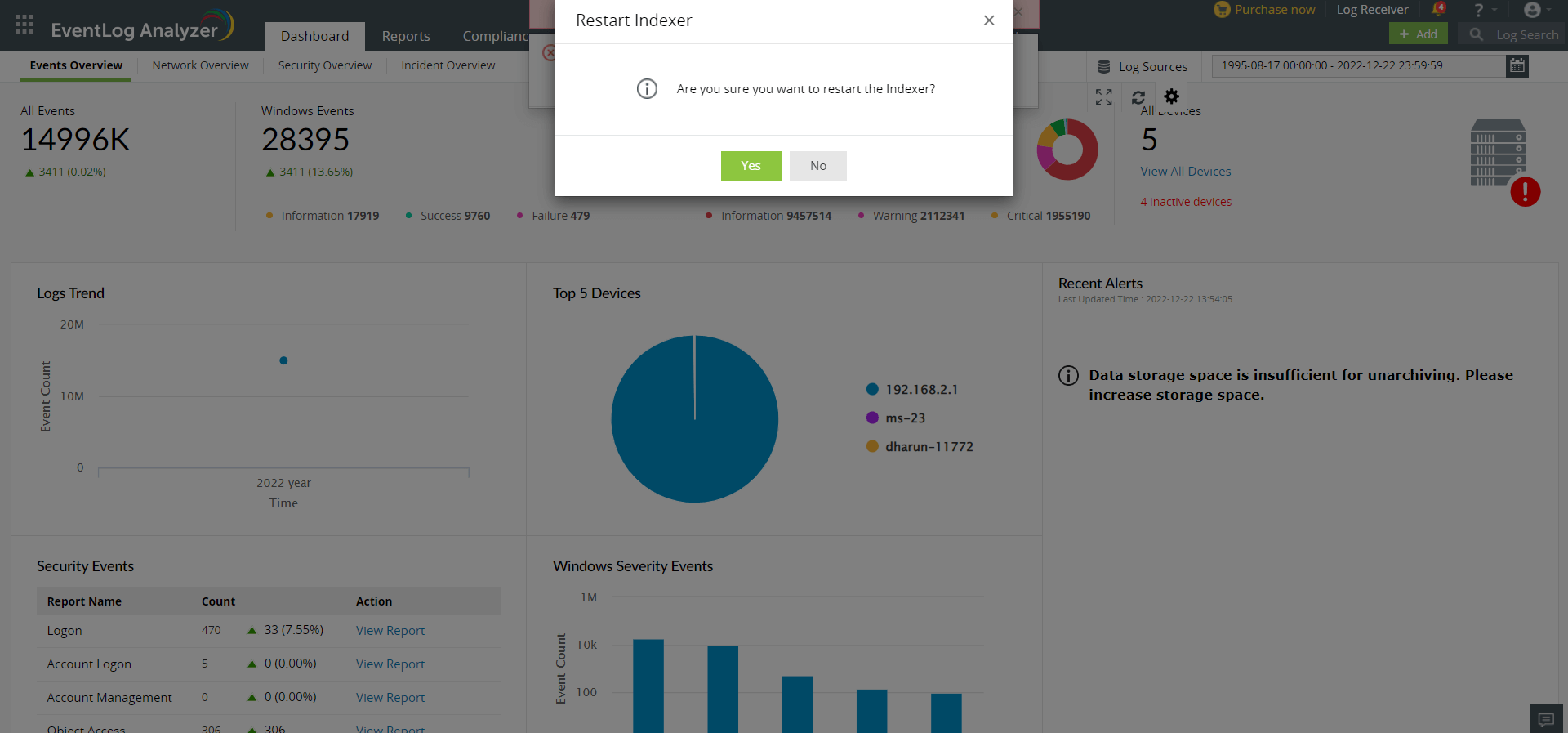 Disk Monitoring for Search Nodes in EventlogAnalyzer