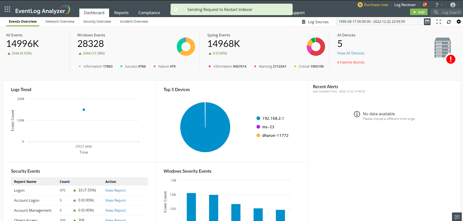 Disk Monitoring for Search Nodes in EventlogAnalyzer