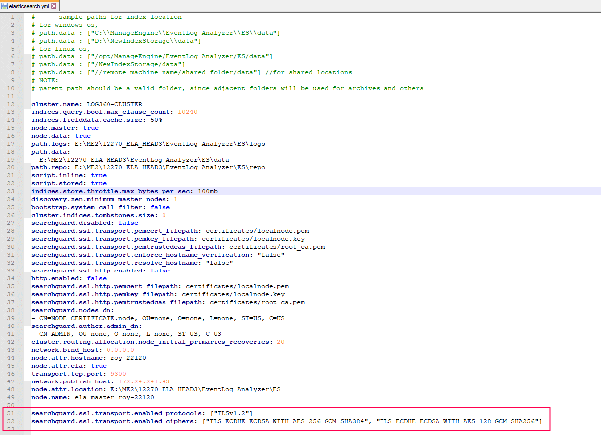 SSL/TLS Settings for Elasticsearch