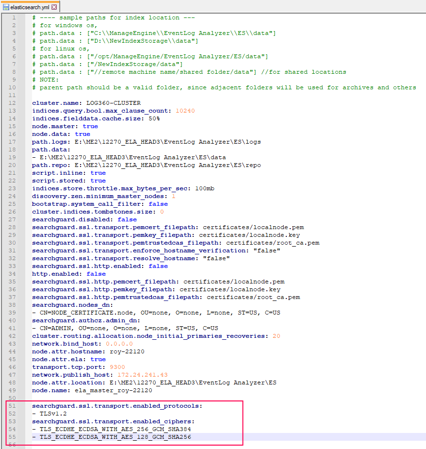 SSL/TLS Settings for Elasticsearch