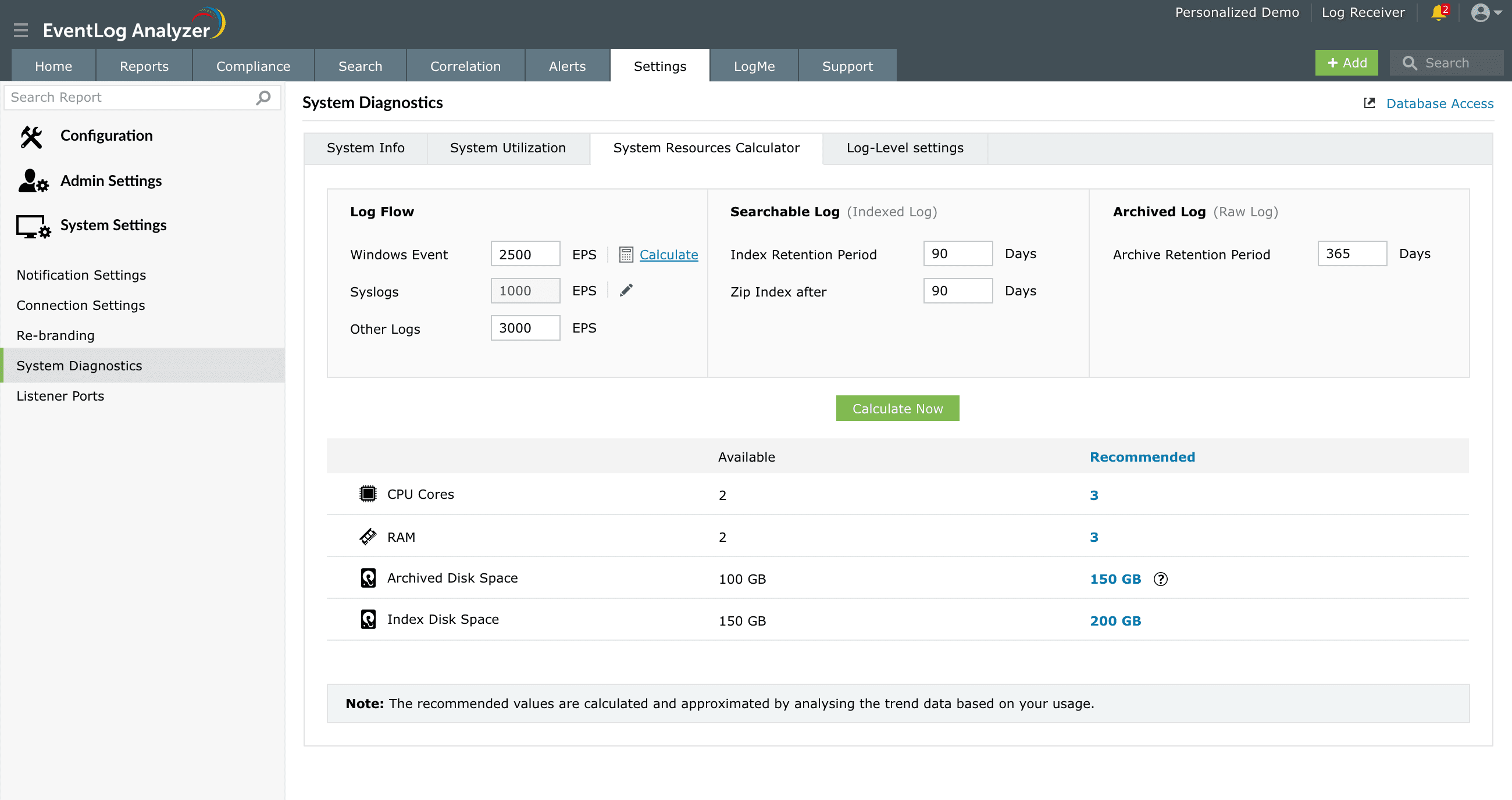 System Resource Calculator