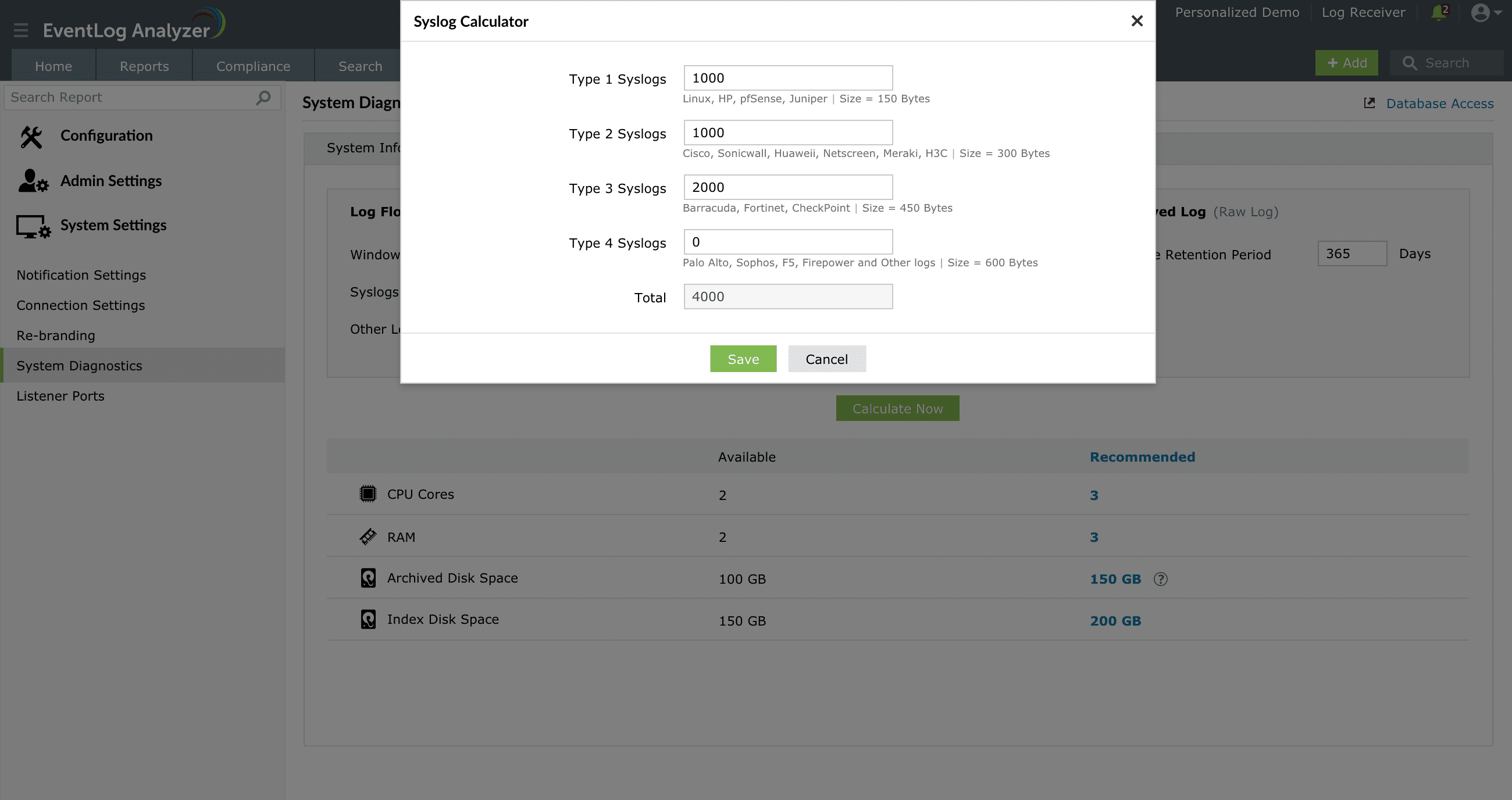 System Resource Calculator