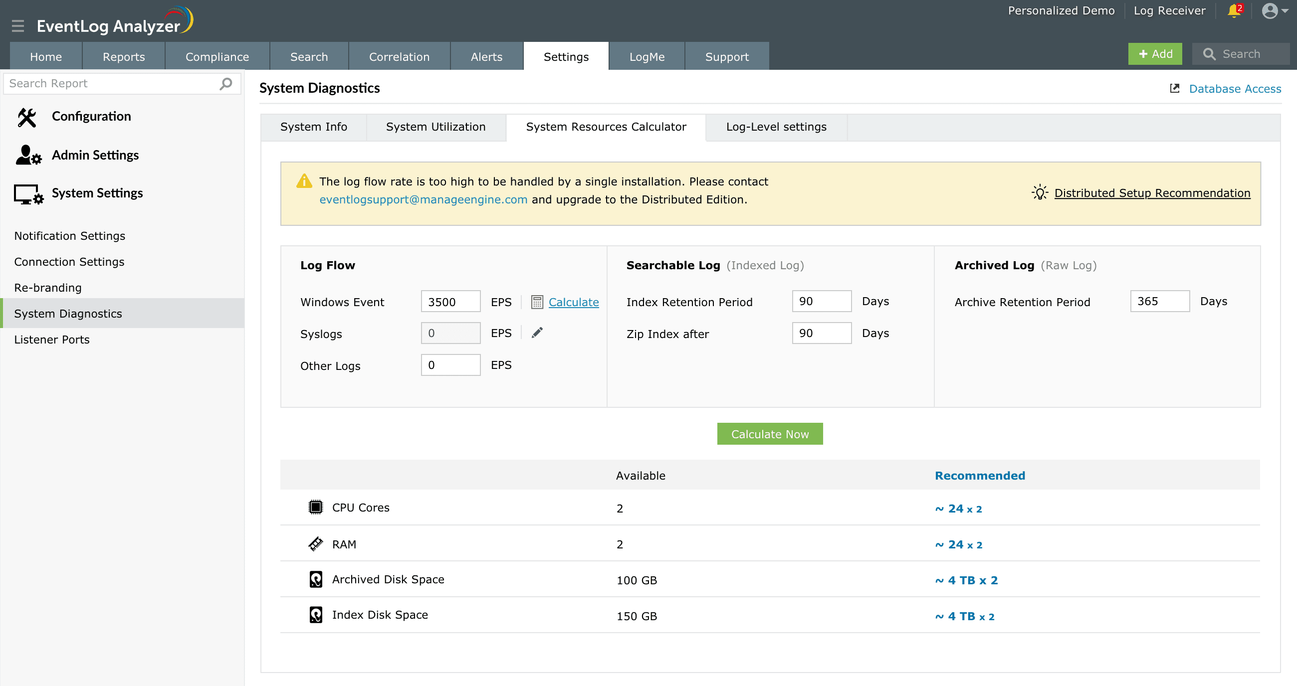 System Resource Calculator