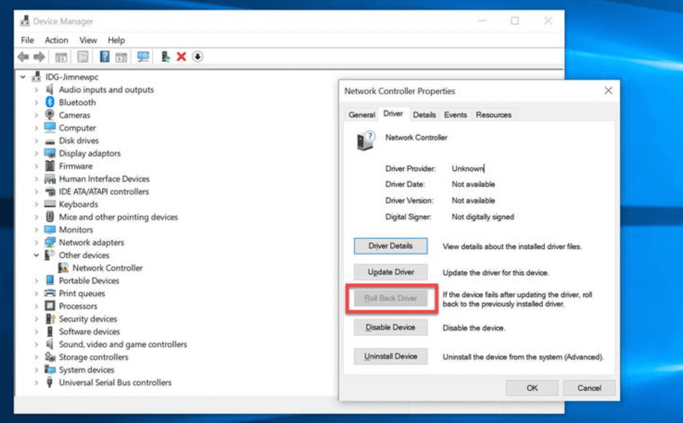 Updating a driver in Windows