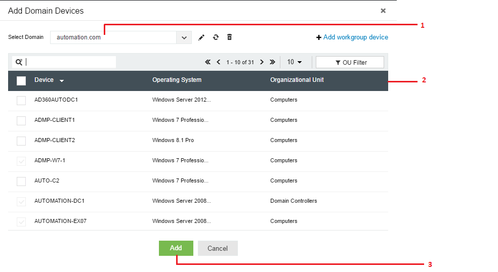 Adding Windows devices from a domain