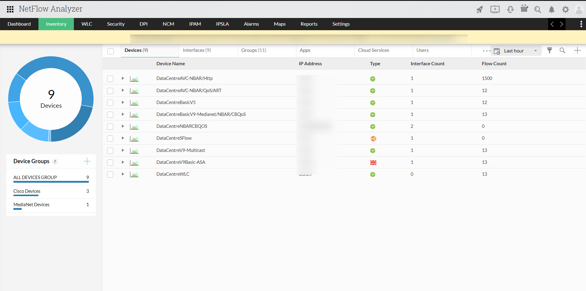 Inventory in NetFlow Analyzer