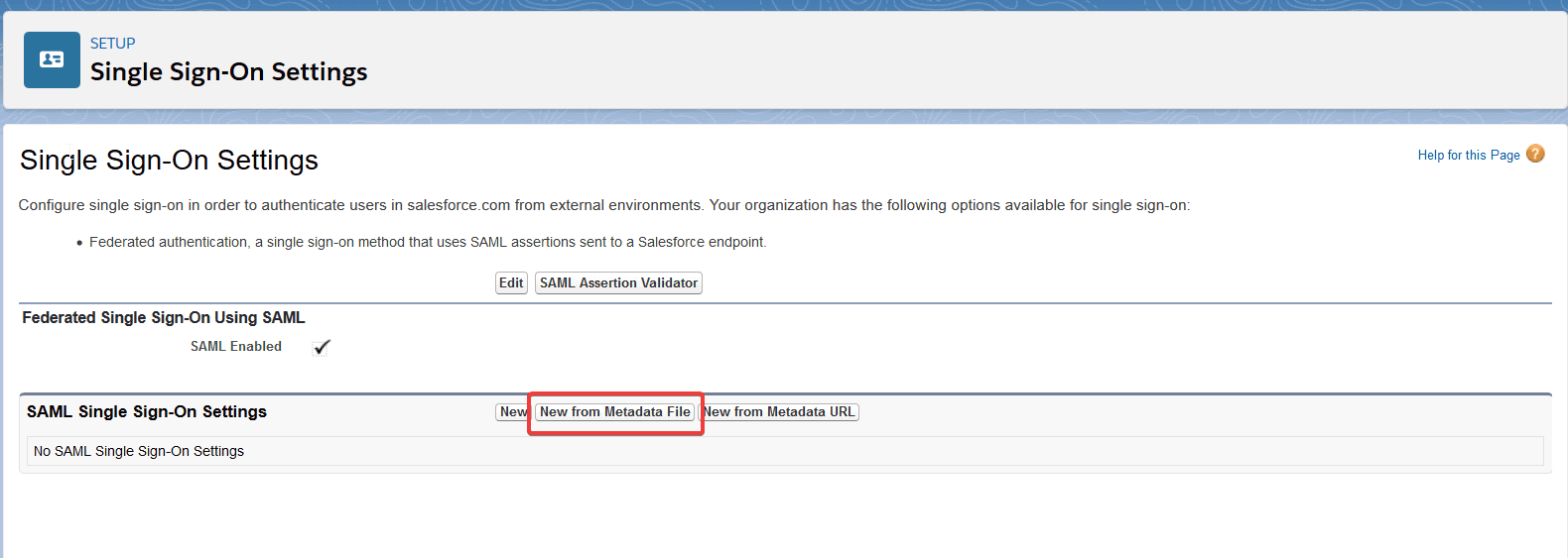 Salesforce SAML SSO via metadata file in ADSelfService Plus