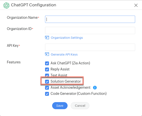 Configuring ChatGPT integration