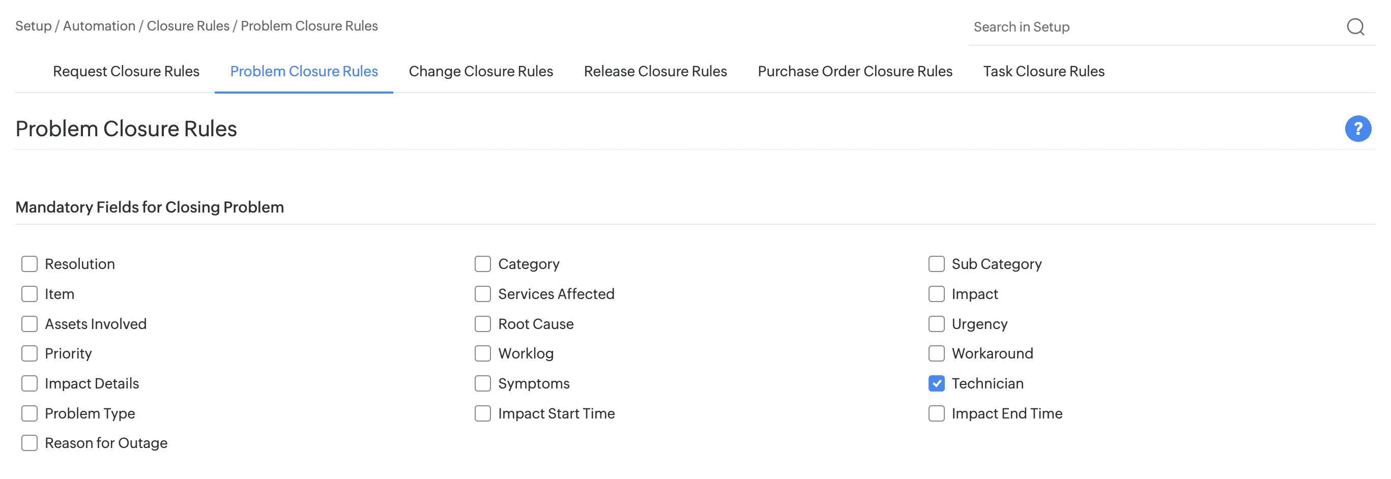 Problem closure rules