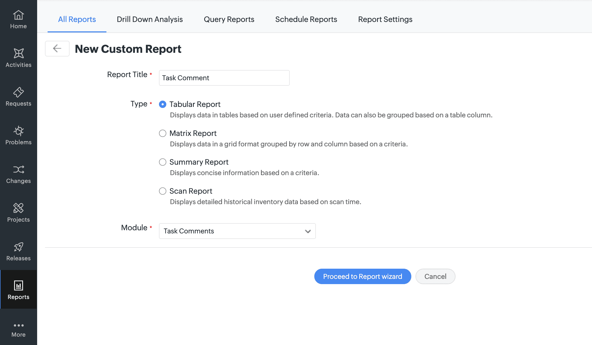 Reports on Task Comments