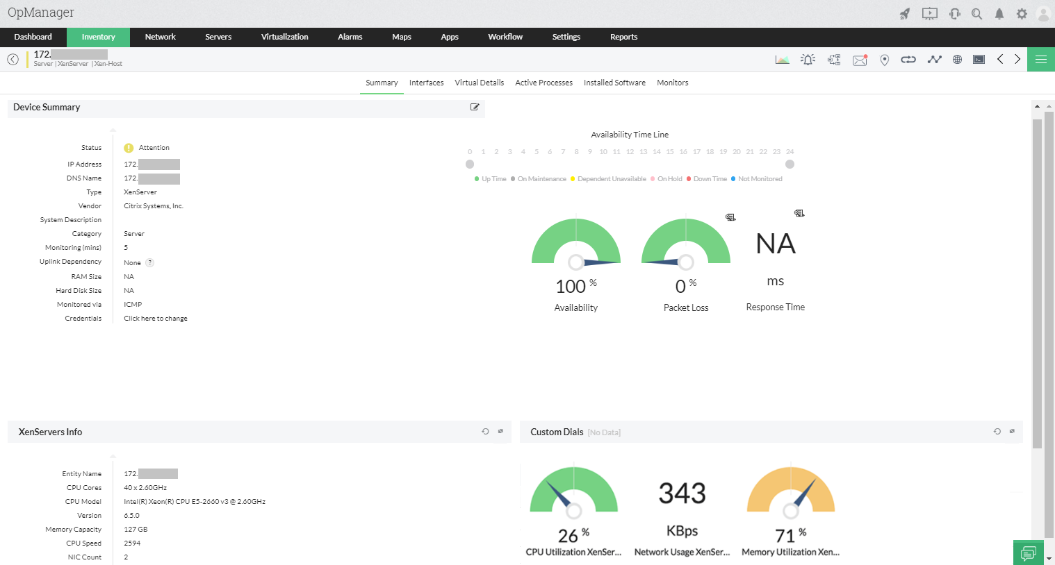 Real time server performance graph