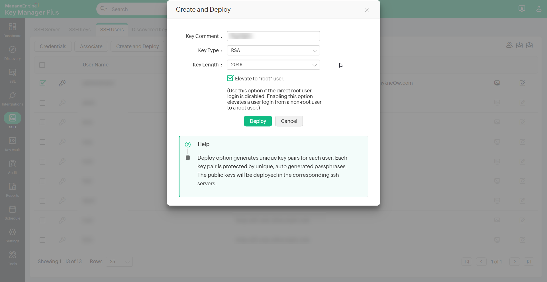 Manage SSH Keys