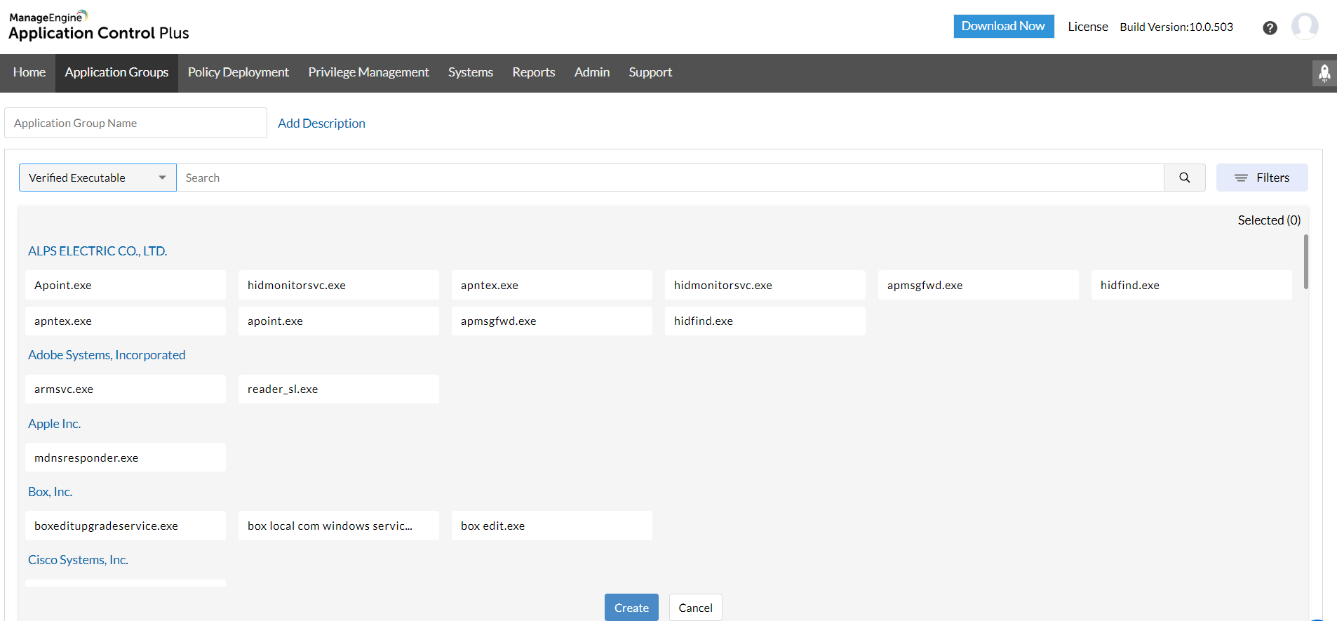 Lista de aplicaciones bloqueadas - Dashboard de regla del ejecutable verificado