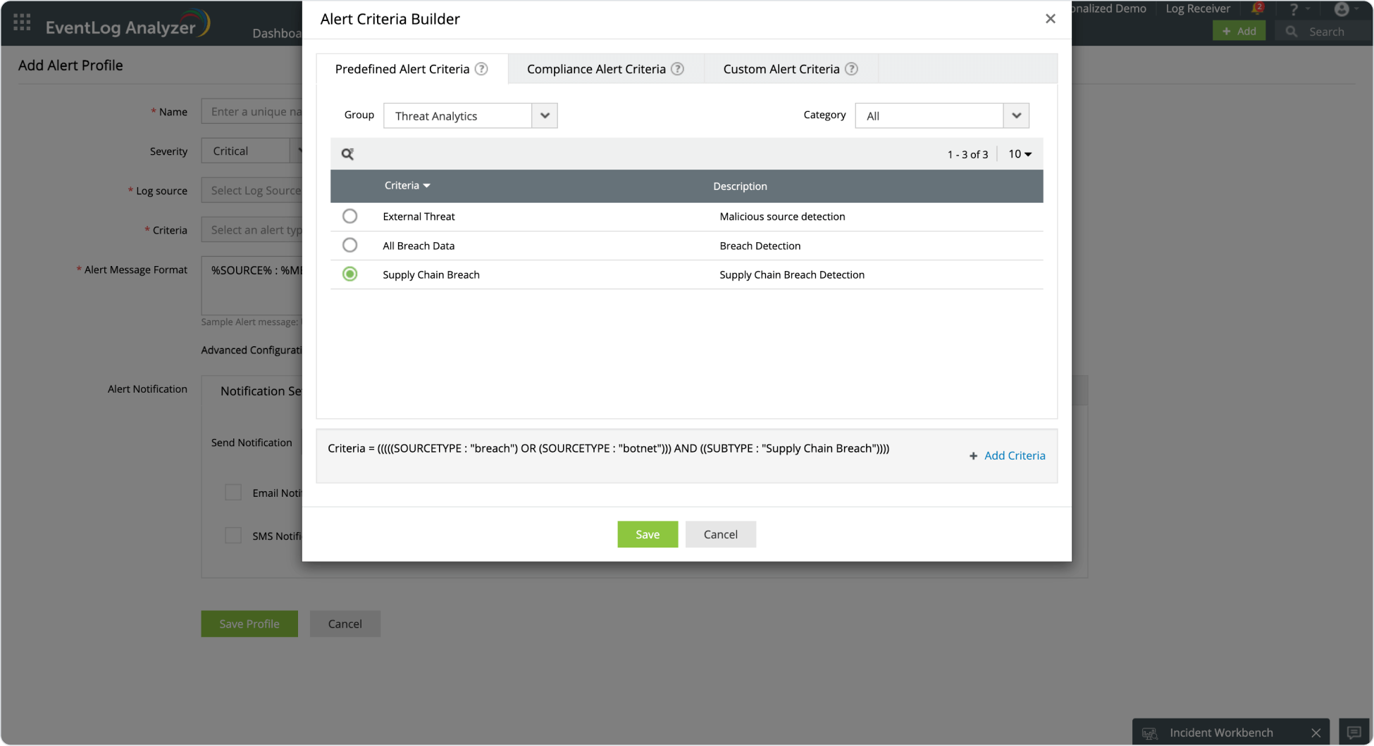 Select Log source