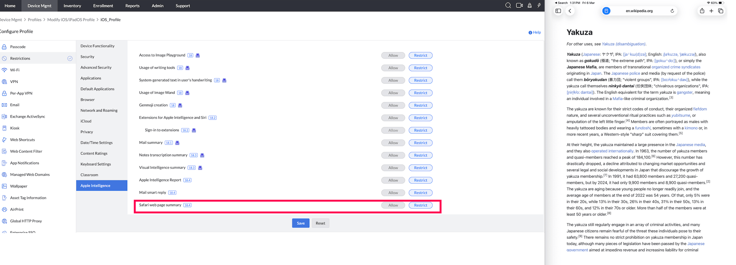 Safari Web Page Summary