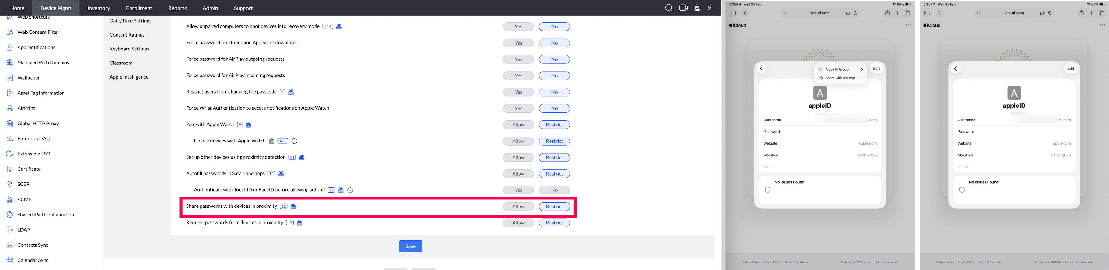 Share passwords with devices in proximity