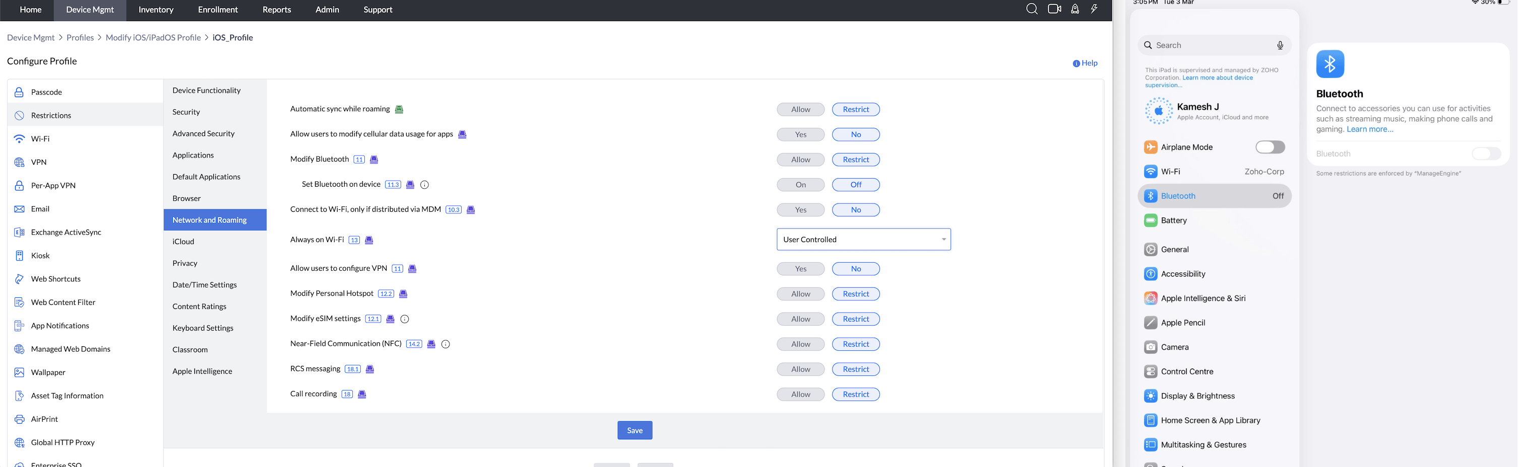 Set Bluetooth on devices