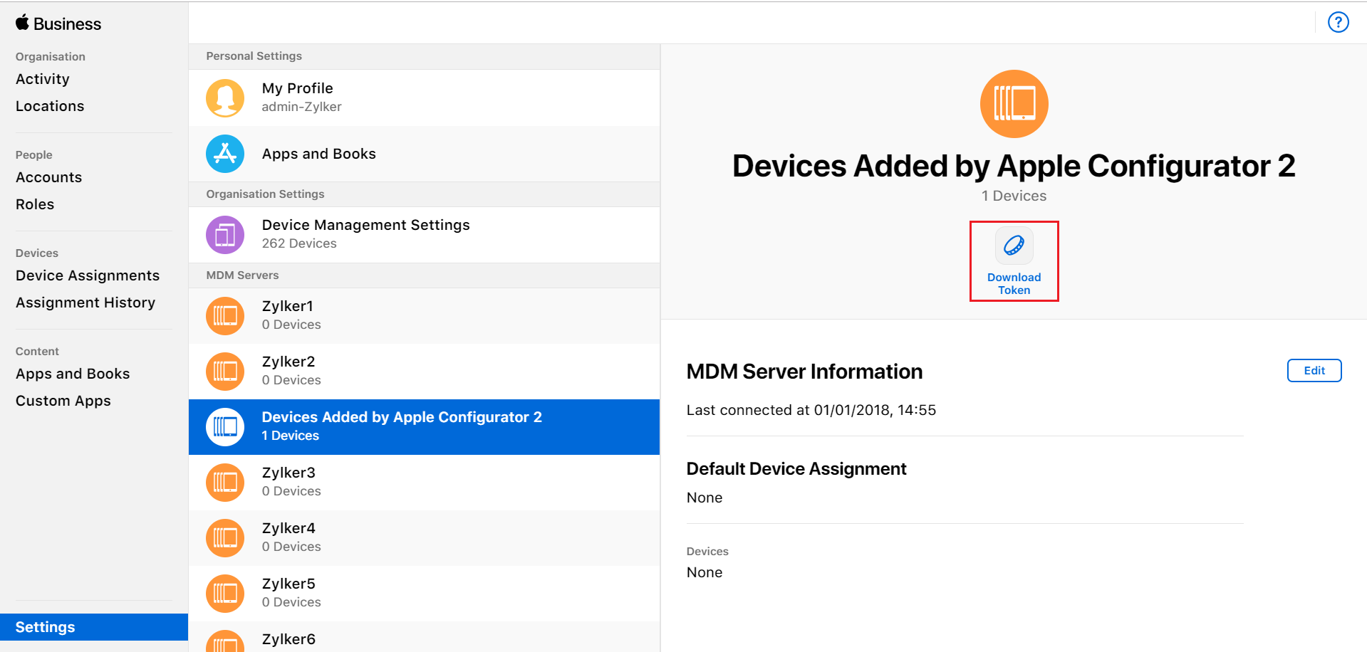 add mdm server to apple configurator 2