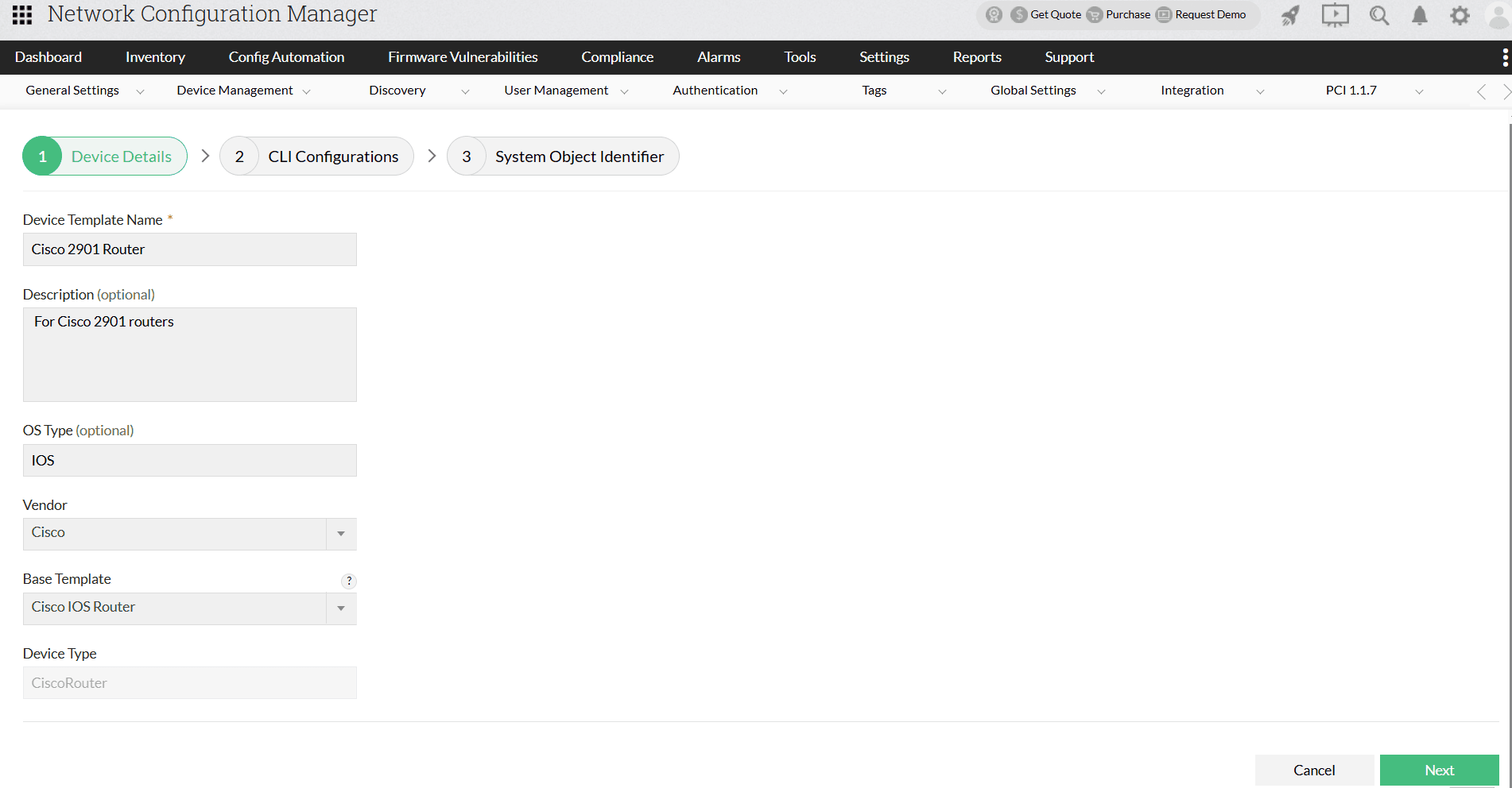 cisco2901router - ManageEngine NCM