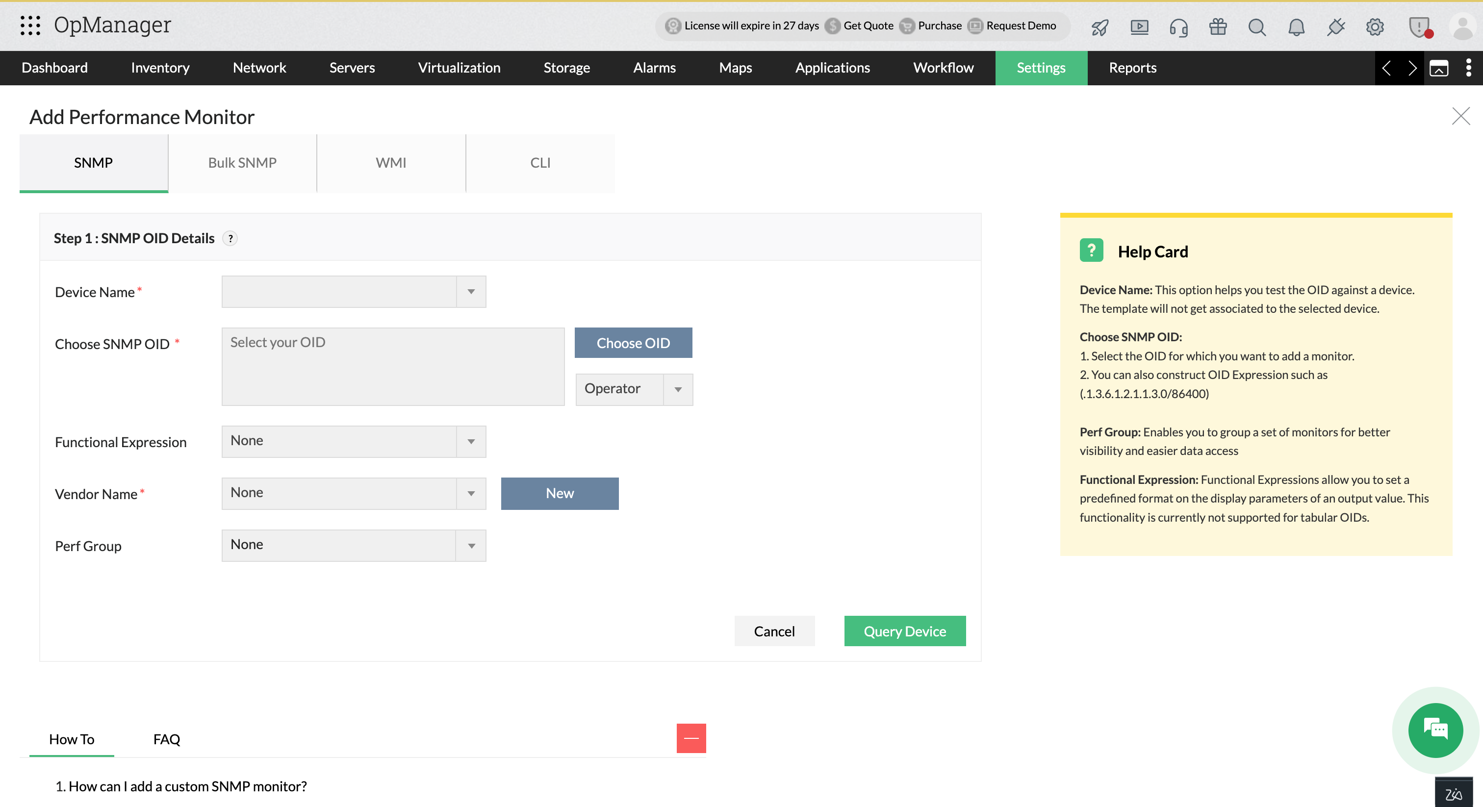 ManageEngine OpManager: Tabular OID Monitoring