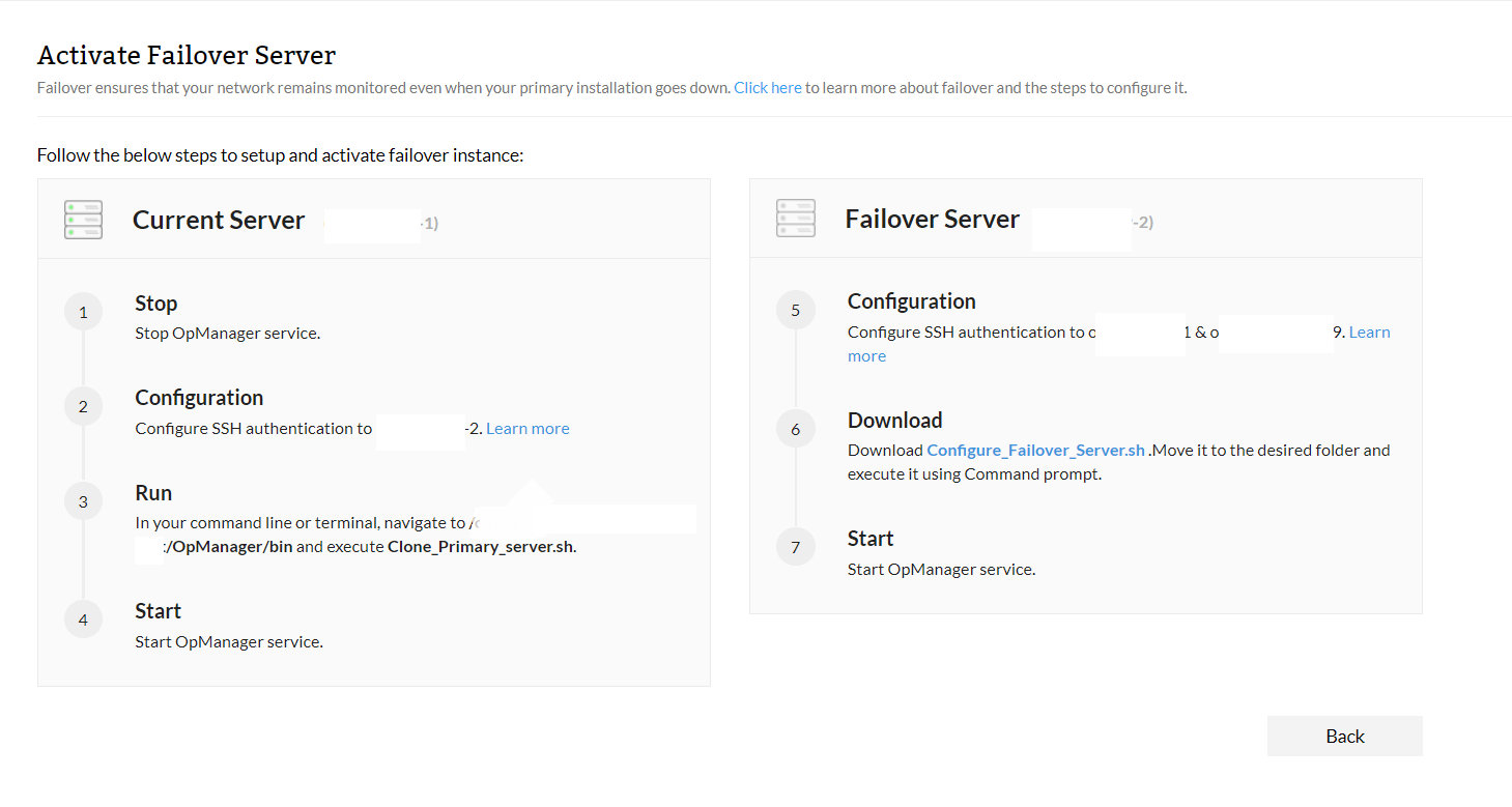 opmanager failover 